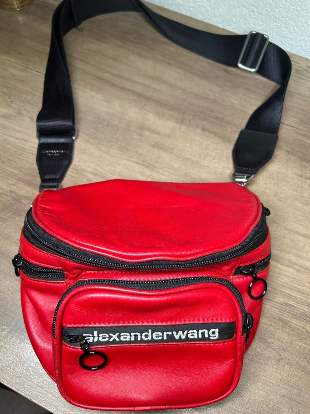 Alexander Wang Red Leather Belt Bag with Black Strap